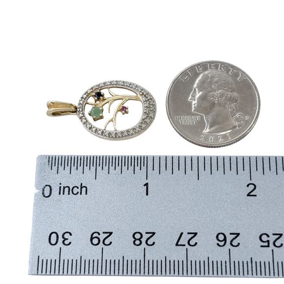 Estate Ross Simons Vermeil Sterling Silver 925 Gemstone Tree Pendant - Picture 7 of 8